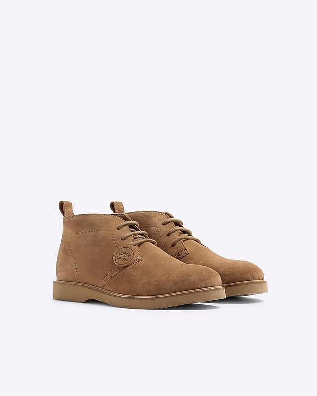 River Island Mens Chukka Boots Brown Suede Lace Up display picture 3