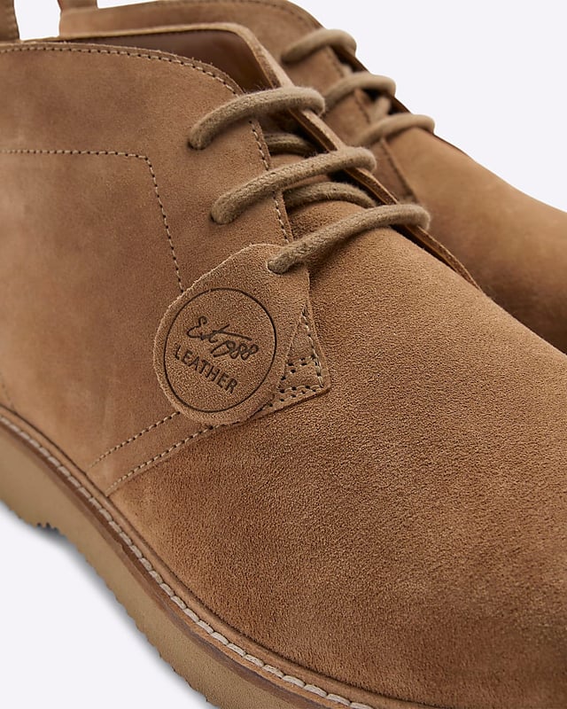 River Island Mens Chukka Boots Brown Suede Lace Up display picture 2