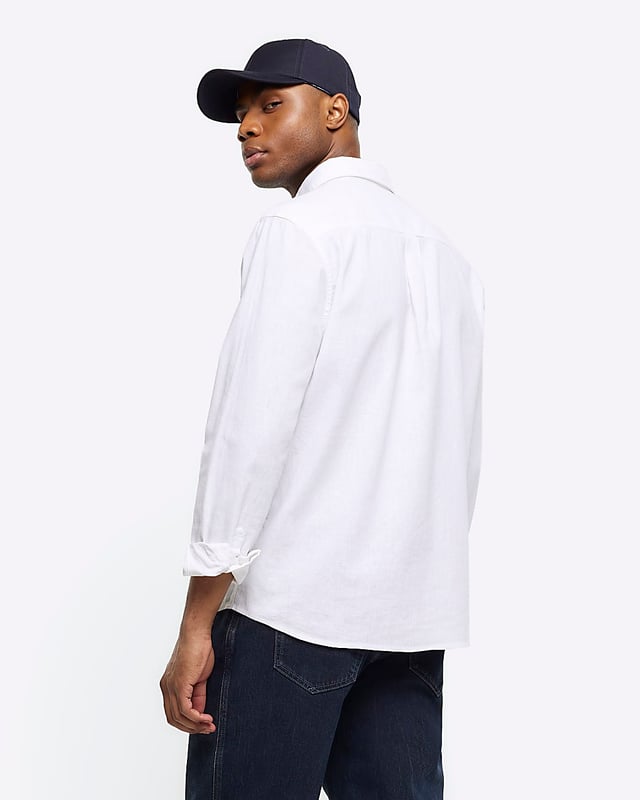 Regular fit, Linen blend, Collared, Long sleeves, Cuffed, Button fastening