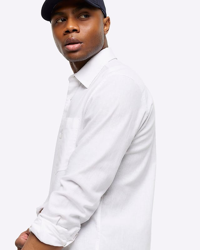 Regular fit, Linen blend, Collared, Long sleeves, Cuffed, Button fastening