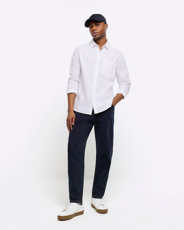 Regular fit, Linen blend, Collared, Long sleeves, Cuffed, Button fastening