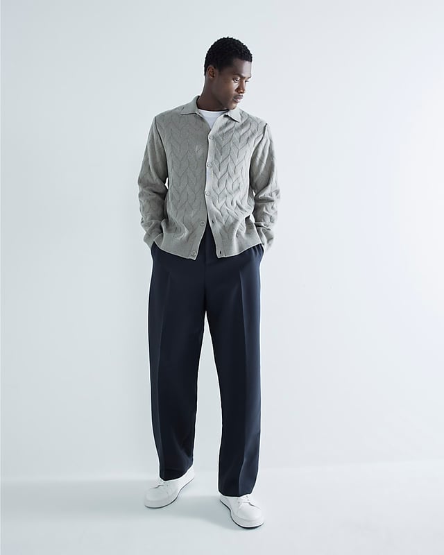 Chevron knit fabric, Collared, Long sleeves