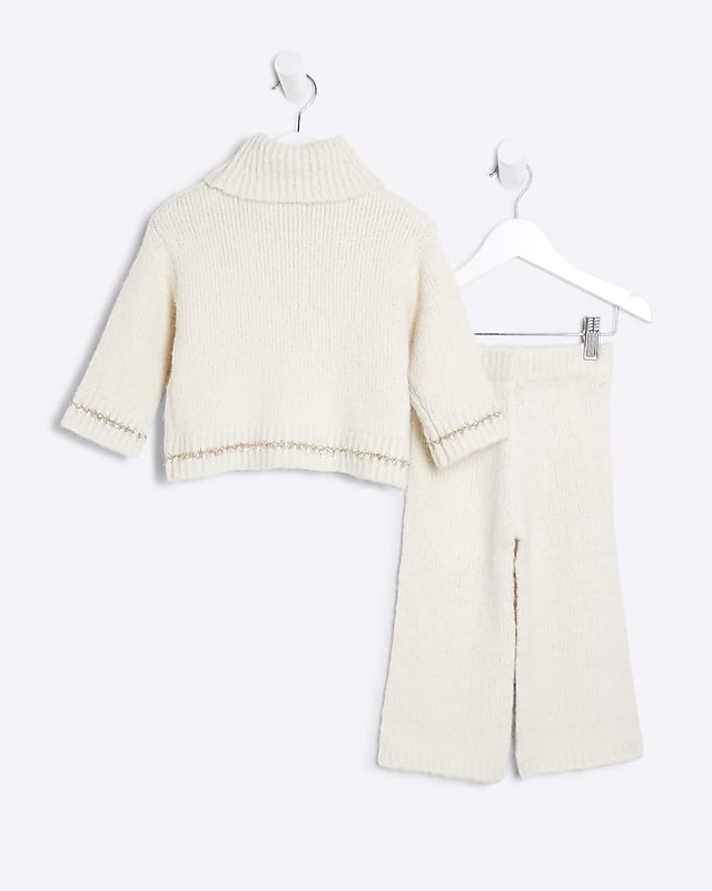 2 piece outfit, Knitted, Graphic print, High neck, Long sleeves, Trousers, Elasticated waist