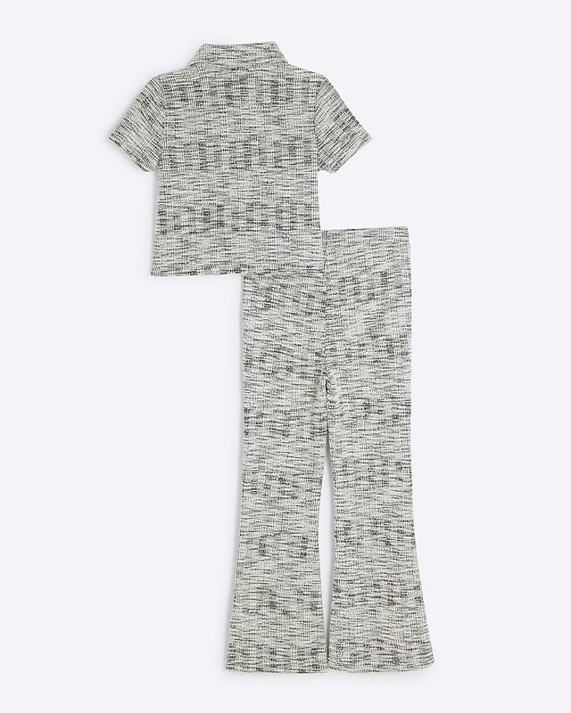 River Island Girls Polo Top Kickflare Set Grey
