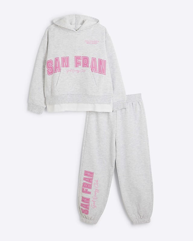 2 piece outfit, San Francisco graphic print, Hoodie, Long sleeves, Hybrid hem, Joggers, Cuffed hem, Elasticated waist