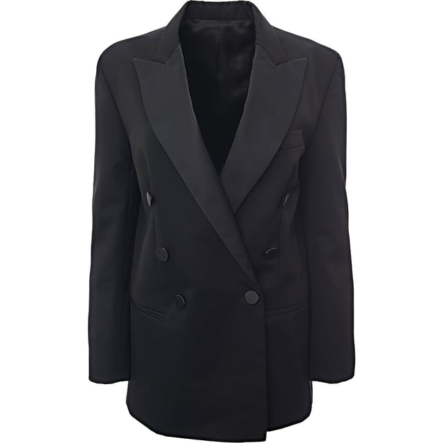 100% wool; lining: 100% viscose Isabel Marant's 'Peagan' blazer has lustrous satin peak lapels inspired by traditional tuxedo styles. It's tailored from wool in a double-breasted silhouette with sharp shoulders and covered buttons