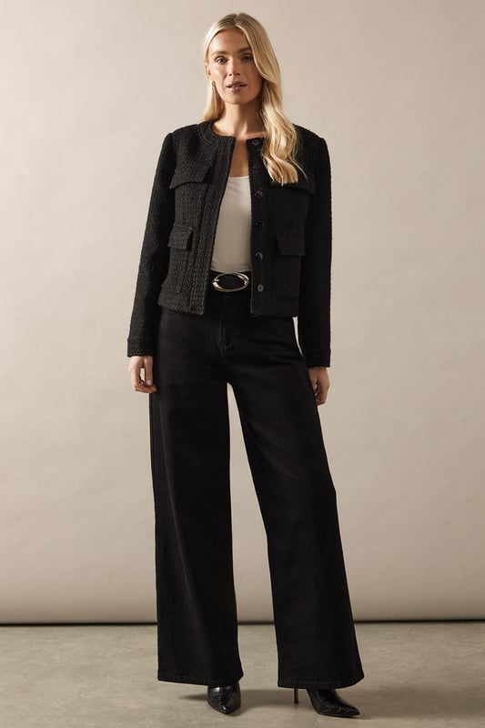 Boxy Jacket Petite Boxy Fit Collarless Jacket