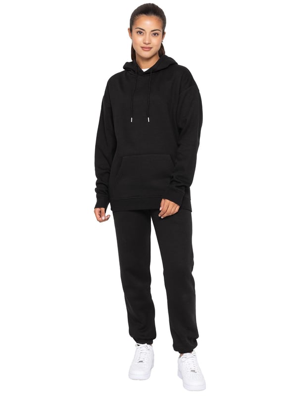 Enzo Womens Tracksuit Set. Long sleeve Oversized Hoodie and Relaxed Fit Joggers. Keeps your Body Warm and Comfortable. Joggers Feature 2 Side Slash Pockets. Brushed Back Inner Fleece Lining for more Comfort. Cuffed Leg Design, Elasticated Waist with drawstrings. Ideal to use for Casual and Work wear.
