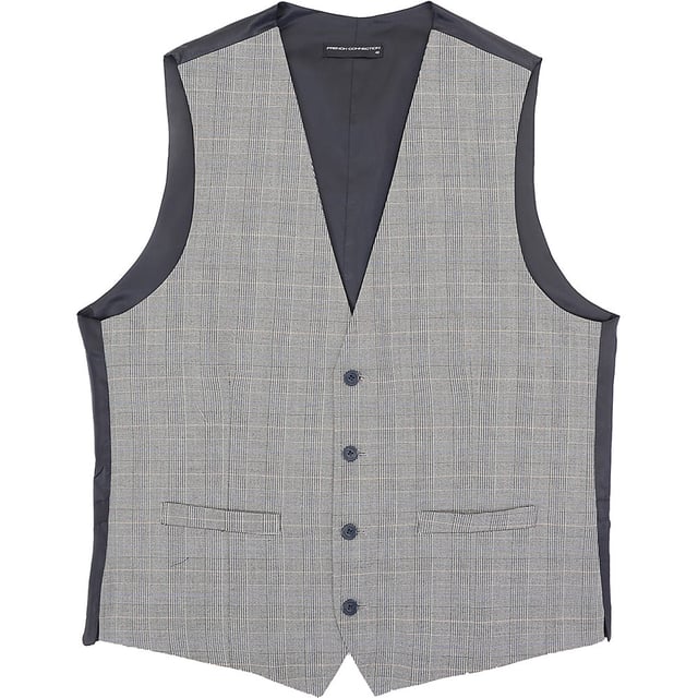 French Connection Mens Wedding Grey Waistcoat 64% Polyester, 34% Viscose & 2% Rayon. This V-neck waistcoat features a button placket, a contrasting back with an adjustable cinch.