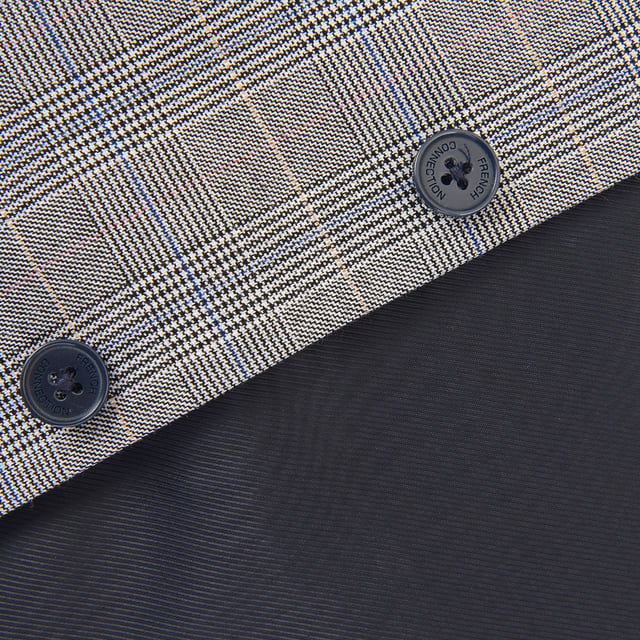 French Connection Mens Wedding Grey Waistcoat 64% Polyester, 34% Viscose & 2% Rayon. This V-neck waistcoat features a button placket, a contrasting back with an adjustable cinch.