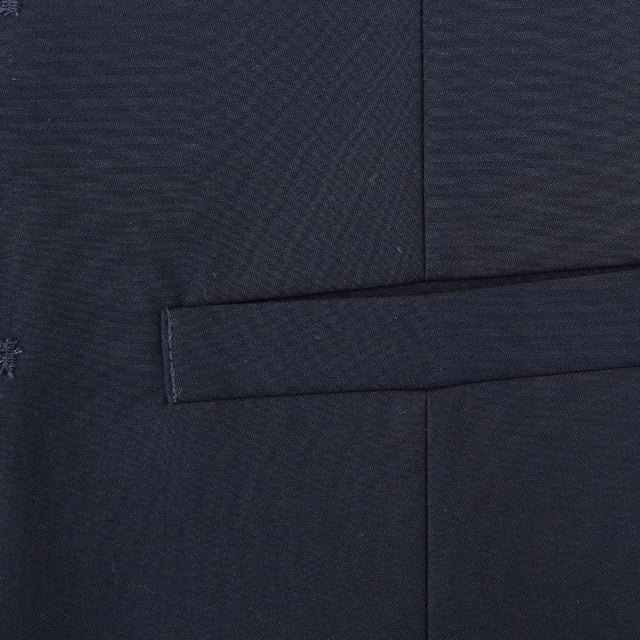 French Connection Mens Wedding Navy Waistcoat 100% Polyester. This V-neck waistcoat comes with a button placket, a contrasting back with an adjustable cinch, and pocket details.