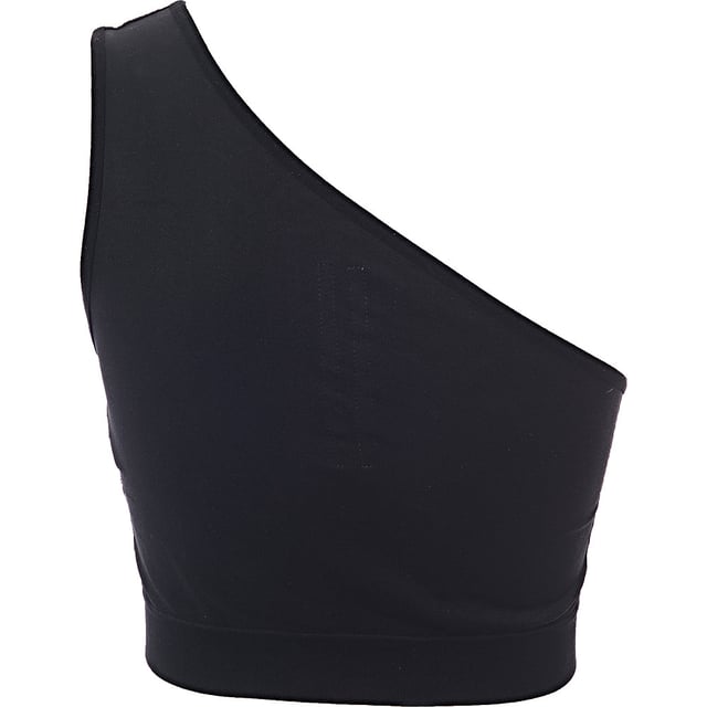 95% POLYAMIDE &amp; 5% ELASTHANE Look and feel like a goddess in this one-shoulder bra made from a technical stretch knit with ribbed side panels and an underbust band for added support