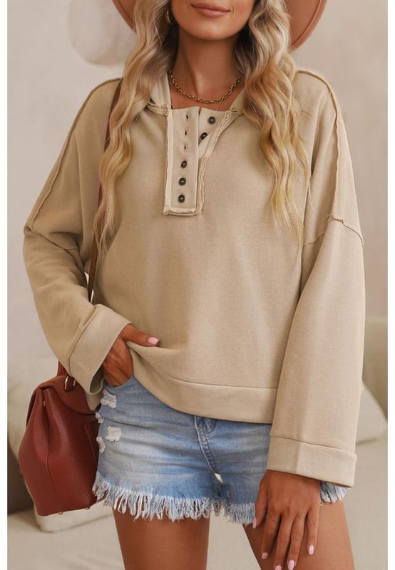 Relax on the weekend in this Casual Button Solid Patchwork Trim Hoodie
  Made of soft fabric in pure color with patchwork design and exposed seam trimming
  Features buttoned neckline drop shoulders wide straight sleeves and a relaxed fit
  Theres a series of popular color options to choose from so well
  received by the most
  Dropship hoodies are fashion essentials for fall and winter comfortableness
Material: 56% Cotton 44% Polyester