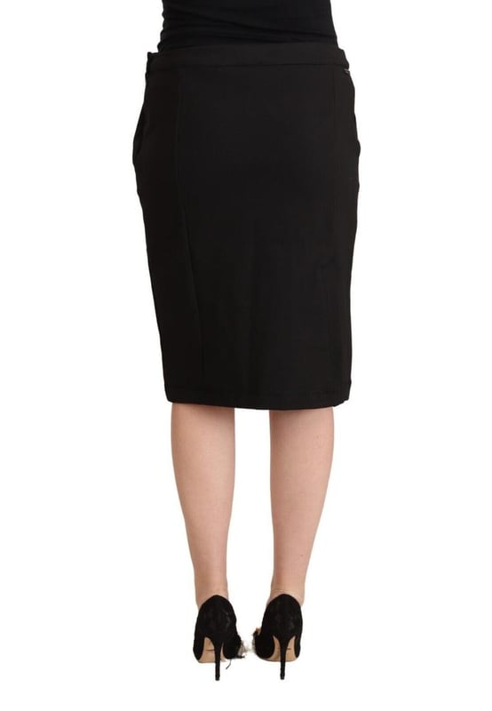 Merk: GF Ferre
  Materiaal: 72% polyester 23% viscose 5% elastaan
  Kleur: Zwart
  Stijl: Potlood
  Lengte: Knie
  lengte
  Sluiting: Rits aan de zijkant
  Details: Logo versieringen