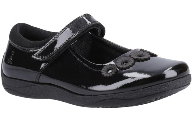 Hush Puppies Christina Senior School Shoes The Christina Senior School Shoe combines elegance and practicality with its classic design. Featuring a simple touch fastening strap for easy wear, the enhanced heel guard provides extra scuff protection, while decorative flowers at the toe add a charming touch. The double-dyed real leather upper helps reduce scuff marks, and the breathable textile sock and Micro-Fresh lining keep feet fresh and comfortable. With a durable outsole and 1.8cm heel, the Christina shoe is perfect for school days that demand both style and durability.- Patent leather upper
- Micro-Fresh textile lining
- Touch fastening strap
- Hardwearing and durable outsole
- Heel height of 1.8cm
- Hush Puppies branding