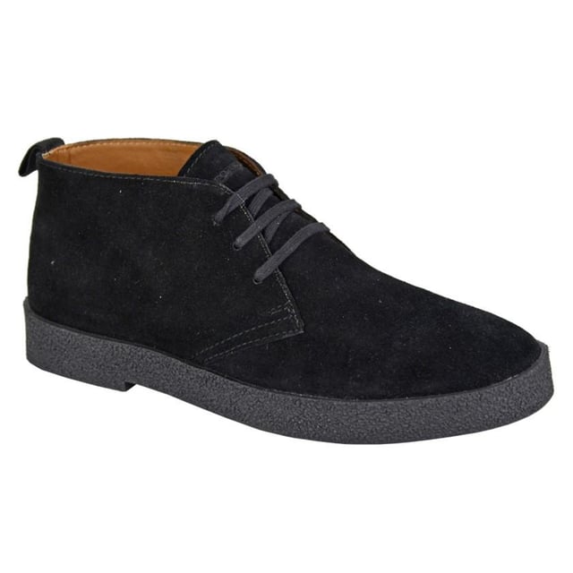The Roamers Revolver Men's Desert Boots are crafted from luxurious real suede, offering a sleek and stylish look. Featuring a durable TPR (thermoplastic rubber) sole, these boots provide excellent grip and comfort, making them perfect for both urban adventures and outdoor excursions. The combination of high-quality suede and a sturdy sole ensures lasting wear and a timeless design.
- Suede leather upper
-Durable TPR sole provides excellent grip
- Ideal for casual and outdoor wear
- Durable outsole
- Roamers branding