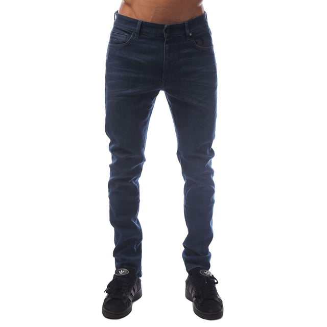 Mens BOSS Keith-1 Jeans in navy.- Five-pocket styling.- Zip fly and button fastening.- Branded waist patch.- Stretch fabric.- Tapered fit.- 81% Cotton  11% Lyocell  6% Elastomultiester  2% Elastane.- Ref: 50480285145