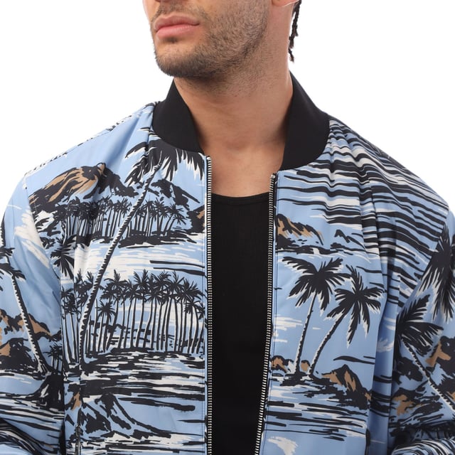 Monogram - seasonal print Bomber -- digital printed nylon with dry handfeel -- contemporary bomber shape w- modern detailing in the BLACK signature monogram - main material: 100% polyester - spot clean
