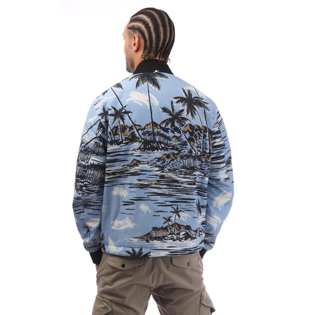 Monogram - seasonal print Bomber -- digital printed nylon with dry handfeel -- contemporary bomber shape w- modern detailing in the BLACK signature monogram - main material: 100% polyester - spot clean