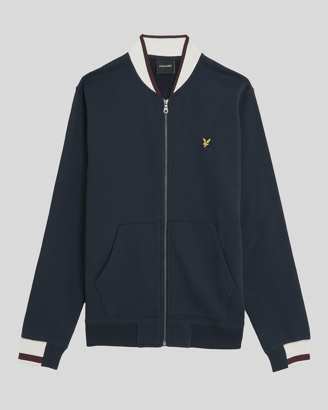 Lyle Scott Half Tipped Jersey Bomber Jacket Navy