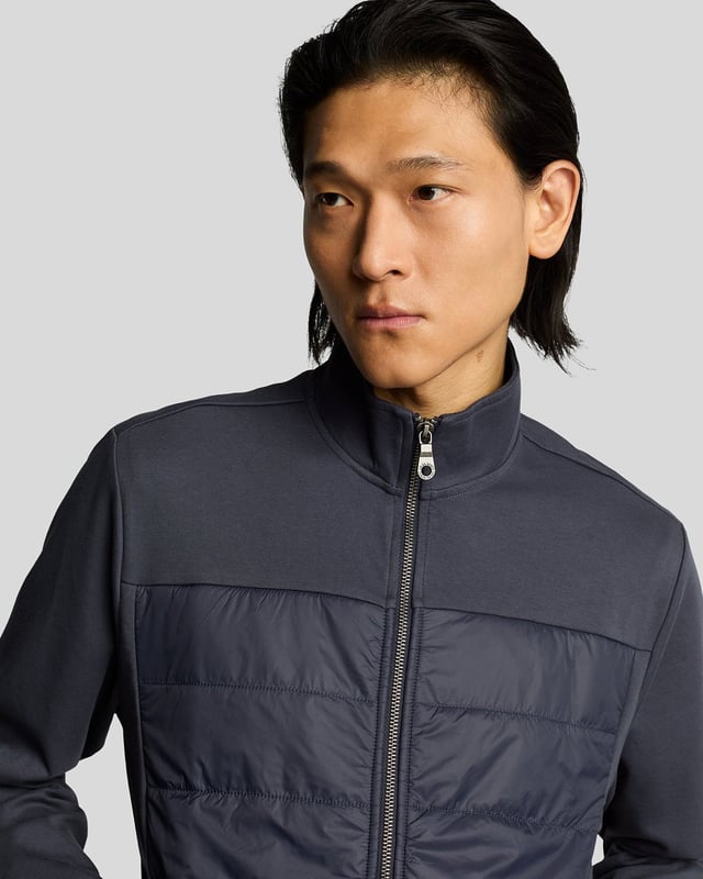 Lyle Scott Interlock Hybrid Panelled Bomber Jacket Navy