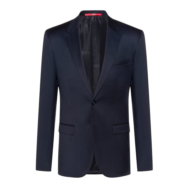 Men's Hugo AldonS Blazer Jacket.- Longsleeve blazer.- Notch lapels.- Button cuffs.- Two-button closure.- Flap pockets.- Welt chest pockets.- Inside jet pocket with button.- Fully lined.- Side vent.