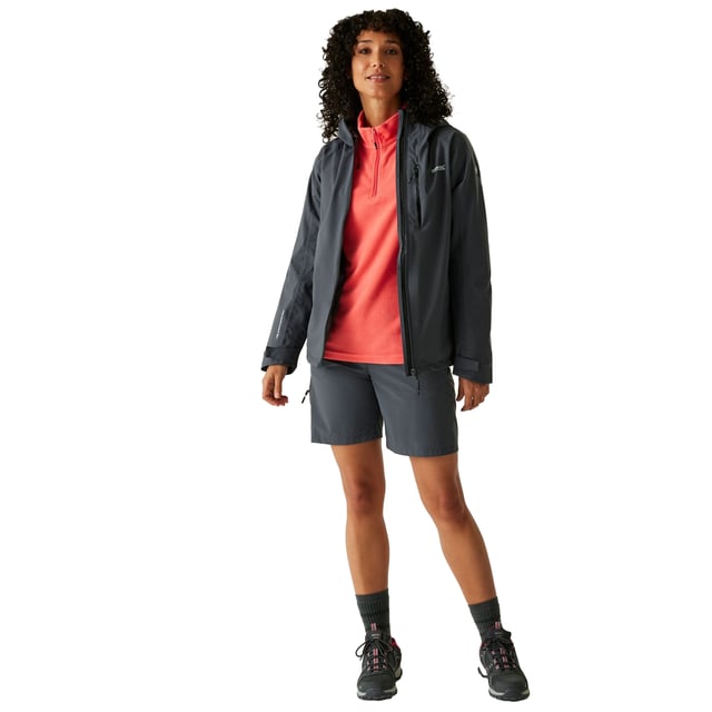 100% Polyester. Lining: Mesh. Fabric: Stretch. Design: Logo, Plain. 165gsm. Fabric Technology: Breathable, Durable Water Repellent Finish, Isotex 15000, Waterproof, Windproof. Cuff: Adjustable. Sleeve-Type: Articulated, Long-Sleeved. Drainage Channel, Front Zip, Inner Zip Guard, Taped Seams, Unrestricted Movement. Neckline: Hooded. Hood Features: Grown On Hood, Technical, Toggle Adjuster. Fit: Tailored. Pockets: 1 Chest Pocket, 2 Side Pockets, 1 Security Pocket, Water Repellent Zip. Fastening: Full Zip. 15000g/m²/24hrs. Waterproof Rating: 15000mm. Hem: Adjustable, Shockcord Hem. Sustainability: Made from Recycled Materials. 6 UK: 30 in. 8 UK: 32 in. 10 UK: 34 in. 12 UK: 36 in. 14 UK: 38 in. 20 UK: 45 in. 22 UK: 48 in. 24 UK: 50 in. 18 UK: 43 in. 16 UK: 40 in.