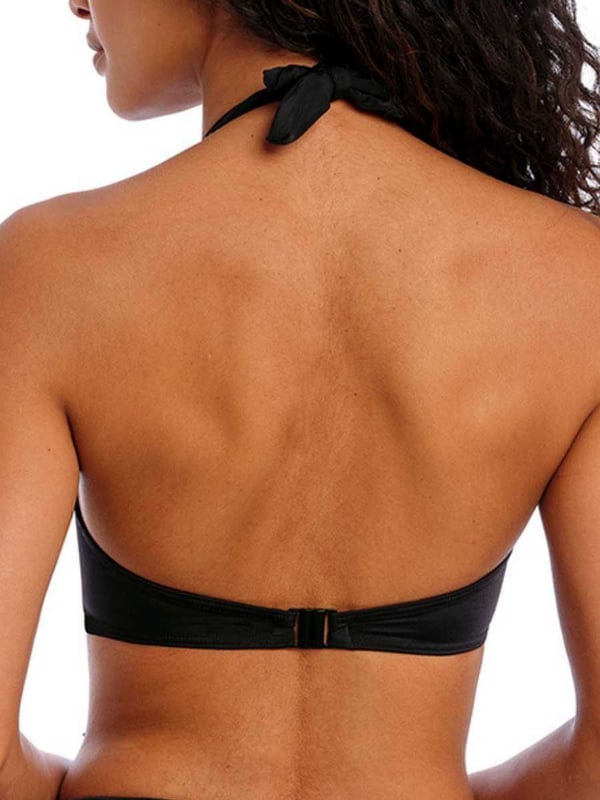 Freya Jewel Cove Underwired Halter Bikini Top. With a plunge neckline, powernet lined cups and fixed halter neck ties. Product is hand wash only.