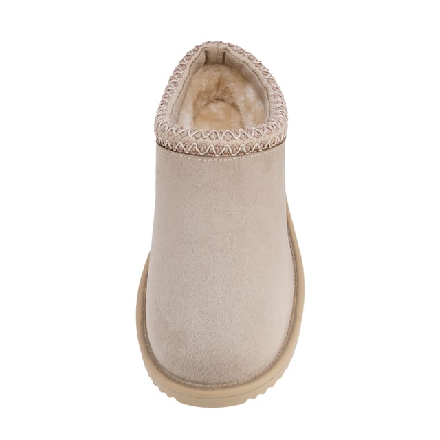 Bovenstuk: Textiel, Waterdicht. Voering: imitatiebont. Binnenzool: Verstevigd, TECFOAM. Buitenzool: Schuine nokken, met grip, PVC. Vlakke. Snijden: Laag gesneden. Ontwerp: Contraststiksel, Logo. Teenstijl: Rond. Sluiting: Slip-on.