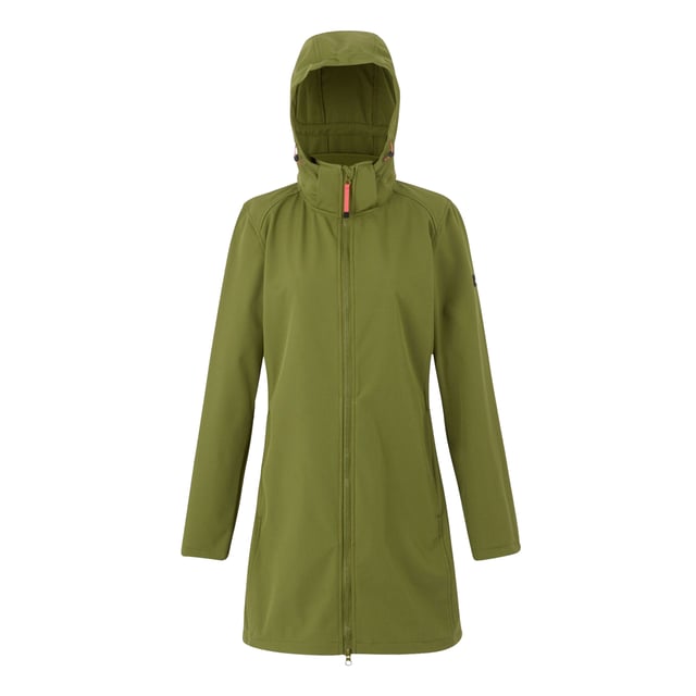 96% Polyester, 4% Elastane. Fabric: Mesh Backing, Softshell, Stretch, Woven. Design: Plain. Fabric Technology: Breathable, Durable, Lightweight, Water Repellent, Wind Resistant, XPT. Articulated Sleeve. Neckline: Hooded. Sleeve-Type: Long-Sleeved. Cuff: Snap Fastening. Hood Features: Concealed, Detachable Hood, Toggle Adjuster. Length: Longline. Pockets: 2 Lower Pockets. Fastening: Full Zip. 10000g/m²/24hrs. Sustainability: Made from Recycled Materials. 8 UK: 32 in. 10 UK: 34 in. 12 UK: 36 in. 14 UK: 38 in. 20 UK: 45 in. 22 UK: 48 in. 24 UK: 50 in. 26 UK: 52 in. 18 UK: 43 in. 16 UK: 40 in.