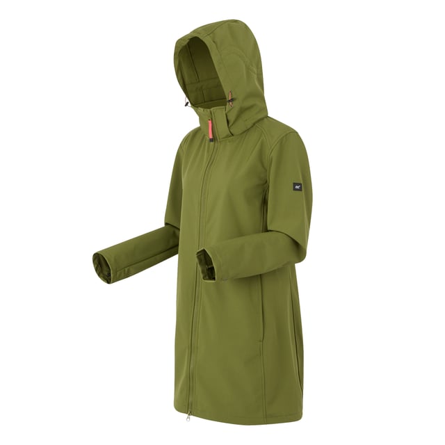 96% Polyester, 4% Elastane. Fabric: Mesh Backing, Softshell, Stretch, Woven. Design: Plain. Fabric Technology: Breathable, Durable, Lightweight, Water Repellent, Wind Resistant, XPT. Articulated Sleeve. Neckline: Hooded. Sleeve-Type: Long-Sleeved. Cuff: Snap Fastening. Hood Features: Concealed, Detachable Hood, Toggle Adjuster. Length: Longline. Pockets: 2 Lower Pockets. Fastening: Full Zip. 10000g/m²/24hrs. Sustainability: Made from Recycled Materials. 8 UK: 32 in. 10 UK: 34 in. 12 UK: 36 in. 14 UK: 38 in. 20 UK: 45 in. 22 UK: 48 in. 24 UK: 50 in. 26 UK: 52 in. 18 UK: 43 in. 16 UK: 40 in.