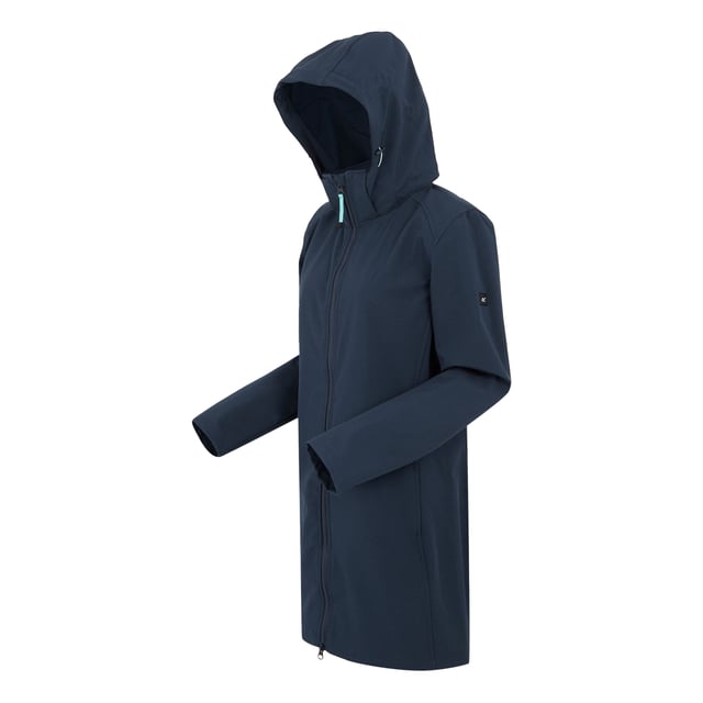 96% Polyester, 4% Elastane. Fabric: Mesh Backing, Softshell, Stretch, Woven. Design: Plain. Fabric Technology: Breathable, Durable, Lightweight, Water Repellent, Wind Resistant, XPT. Articulated Sleeve. Neckline: Hooded. Sleeve-Type: Long-Sleeved. Cuff: Snap Fastening. Hood Features: Concealed, Detachable Hood, Toggle Adjuster. Length: Longline. Pockets: 2 Lower Pockets. Fastening: Full Zip. 10000g/m²/24hrs. Sustainability: Made from Recycled Materials. 8 UK: 32 in. 10 UK: 34 in. 12 UK: 36 in. 14 UK: 38 in. 20 UK: 45 in. 22 UK: 48 in. 24 UK: 50 in. 26 UK: 52 in. 18 UK: 43 in. 16 UK: 40 in.