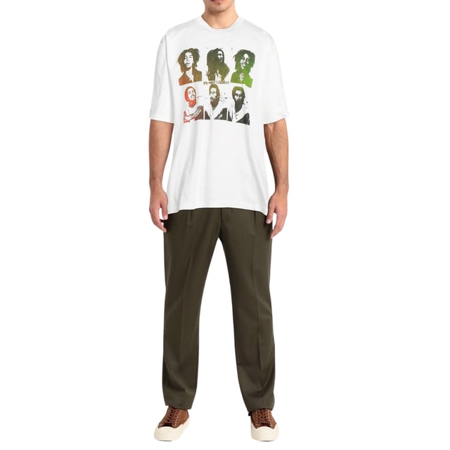 D2 Short Sleeved White Tee, Bob Marley On Chest, 100% Cotton, Made In Italy, Crew Neck, Regular True To Size Fit, D2 White Tee