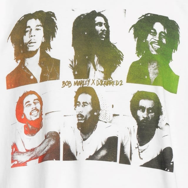 D2 Short Sleeved White Tee, Bob Marley On Chest, 100% Cotton, Made In Italy, Crew Neck, Regular True To Size Fit, D2 White Tee