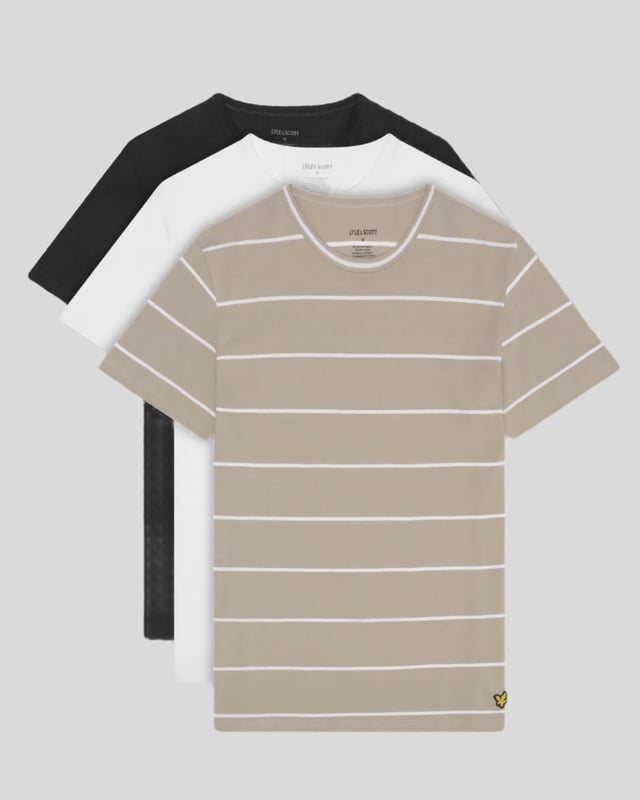 This pack of 3 T-shirts is printed with subtle stripes to give your loungewear a bit of pattern. These slim fit tees are comfy enough to wear around the house and stylish enough for wearing out and about. - Crew neck 
- Short sleeves
- Pack of three
- Composition: 100% cotton, 5% elastane