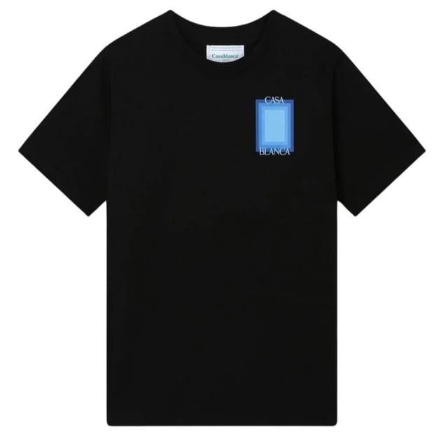 Short Sleeved Black T-Shirt, Casablanca Degrade Screen Design, Crew Neck Tee, Regular Fit, Fits True To Size, 100% Cotton, Black Tee, Casual Wear