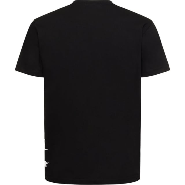 D2 Short Sleeved Black Tee, Large Branded Print Around Waist, 100% Cotton, Made In Romania, Crew Neck, Regular True To Size Fit, D2 Black Tee