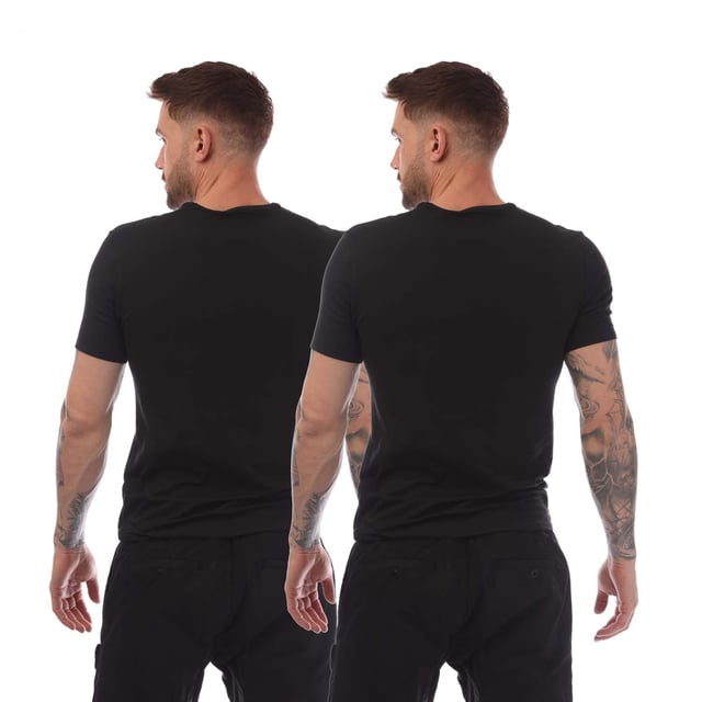 Mens Calvin Klein 2 Pack of Essential Crew T-Shirts in black.- Crew neck.- Short sleeves.- Printed branding.- Soft cotton stretch.- 95% Cotton  5% Elastane.- Ref: 000NB2221A001