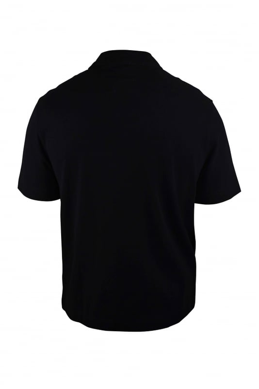 Polo Palm Angels negro.Bolsillo de parche con botón en el pecho.Parche del logotipo en el bolsillo en blanco.Mangas cortas.Cuello con botones.100% algodón.Made in Italy.