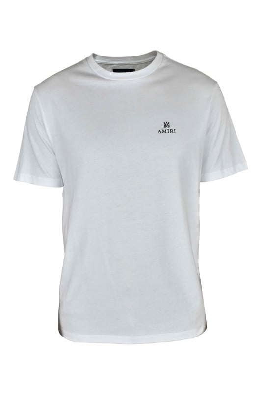 Camiseta Amiri de algodón blanco.Logotipo negro impreso en el pecho.Logotipo negro en la nuca.Cuello redondo.Mangas cortas.Made in Italy.