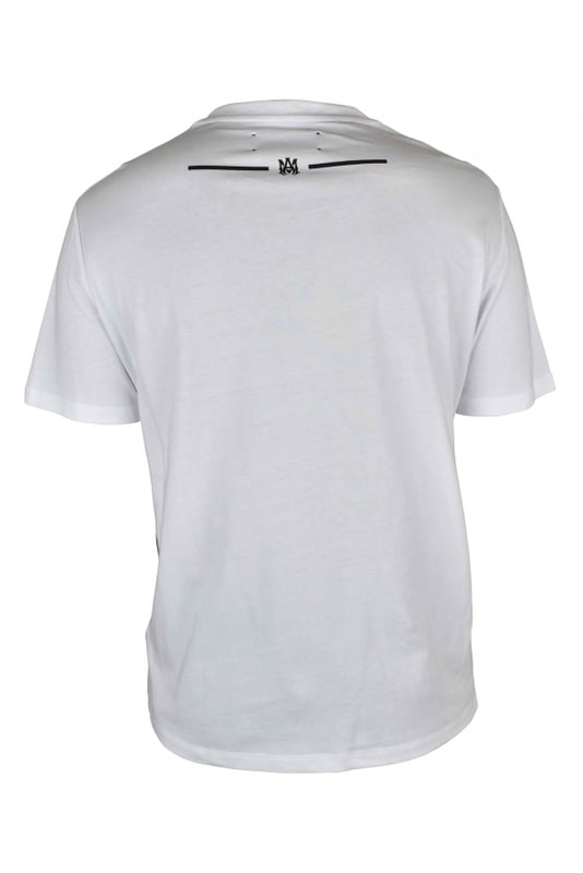 Camiseta Amiri de algodón blanco.Logotipo negro impreso en el pecho.Logotipo negro en la nuca.Cuello redondo.Mangas cortas.Made in Italy.