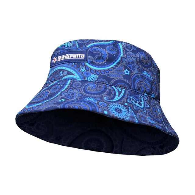 Design: All-Over Print, Logo, Paisley. 8 Row Stitching, Flat Top, Short Brim.