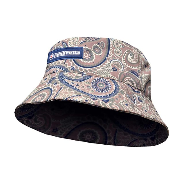 Design: All-Over Print, Logo, Paisley. 8 Row Stitching, Flat Top, Short Brim.
