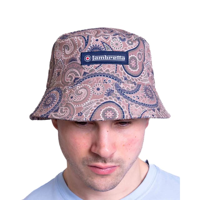 Design: All-Over Print, Logo, Paisley. 8 Row Stitching, Flat Top, Short Brim.