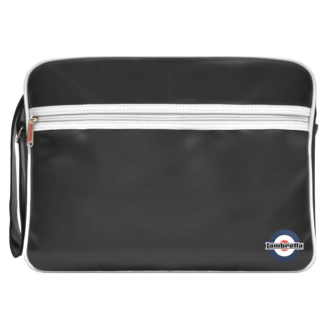 Material: PU. Width: 40cm. Height: 30cm. Pockets: Front Pocket, Zip. Adjustable Shoulder Strap, Contrast Piping, Zip Pullers. Fastening: Full Zip. Design: Logo, Printed. Compartments: Zipped Compartment.