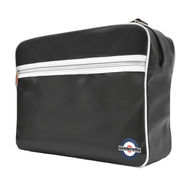 Material: PU. Width: 40cm. Height: 30cm. Pockets: Front Pocket, Zip. Adjustable Shoulder Strap, Contrast Piping, Zip Pullers. Fastening: Full Zip. Design: Logo, Printed. Compartments: Zipped Compartment.