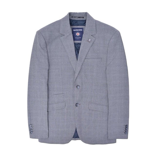 65% Polyester, 35% Viscose. Lining: Branded. Design: Badge, Checked, Target. Branded Buttons, Double Back Vent. Cuff: Buttoned. Neckline: Lapel. Sleeve-Type: Long-Sleeved. Fit: Slim Tailored. Pockets: 1 Ticket Pocket, Inner, 2 Front Pockets, Flap Closure, 1 Chest Pocket. Fastening: Button, Single-Breasted. 41 in: 41 in. 42 in: 42 in. 44 in: 44 in. 46 in: 46 in. 50 in: 50 in. 52 in: 52 in. 47 in: 47 in.