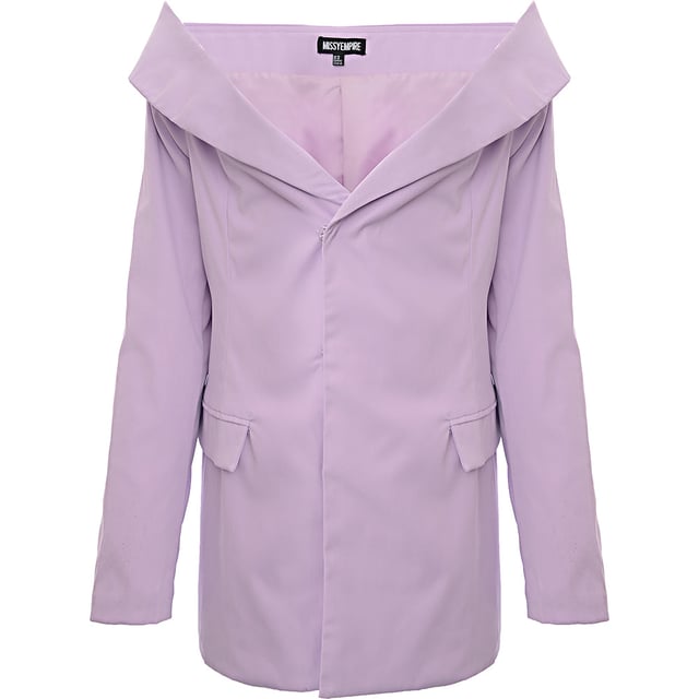 Missyempire Women's Lilac Off-The-Shoulder Tailored Blazer Missyempire Women’s Lilac Off-The-Shoulder Tailored Blazer
Suit up, but make it bold.
Step into your power with the Missyempire Off-The-Shoulder Tailored Blazer in a dreamy lilac hue. This isn’t your standard blazer — with its off-the-shoulder neckline and sharp tailoring, it’s a head-turning mix of structure and sass.
Crafted from 100% polyester, it offers a smooth, sleek finish with just the right amount of polish. Whether styled solo or layered, this blazer brings runway energy to your everyday or night-out looks.
Features:
Off-the-shoulder design for a bold, fashion-forward silhouette
Soft lilac tone for a fresh twist on tailoring
Structured fit for a flattering, feminine shape
Fully tailored in 100% polyester for a smooth, luxe feel
Perfect for dressing up denim or styling with matching trousers
From desk to drinks, this blazer is your go-to for when you want to serve confidence with a side of color.