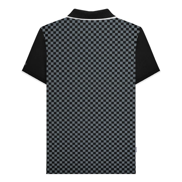 100% Cotton. Design: All-Over Print, Checkered, Logo. Fastening: Button, Pull Over. Neckline: Collared, Tipped Collar. Sleeve-Type: Short-Sleeved, Tipped. 3 Button Placket, Woven Hem Label. Please Note: Keep Away From Fire. S: 39 in. M: 41 in. L: 42.5 in. XL: 44 in. XXL: 46.5 in. 3XL: 47 in. 4XL: 48.5 in.