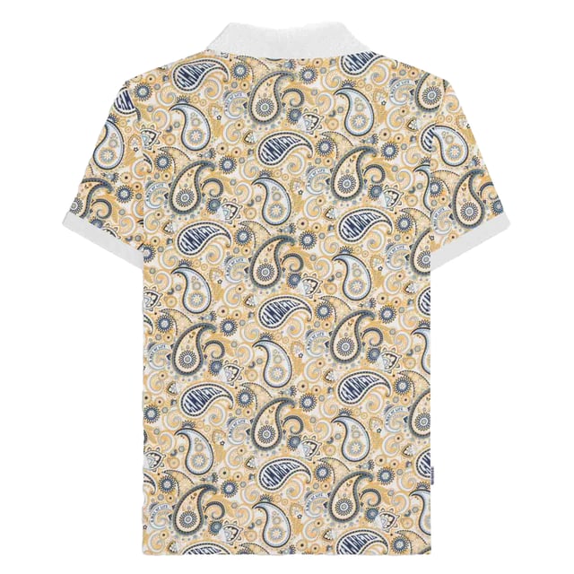 100% Cotton. Fabric: Jersey. Design: Embroidered Logo, Paisley. Cuff: Ribbed. Sleeve-Type: Short-Sleeved. Neckline: Turn Down Collar. 3 Button Placket, Woven Label. S: 39 in. M: 41 in. L: 42.5 in. XL: 44 in. XXL: 46 in. 3XL: 48 in. 4XL: 50 in.
